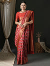 Saree Mall Women's  Blend Red Woven Design Designer Saree With Blouse Piece-45ALEKHA4502