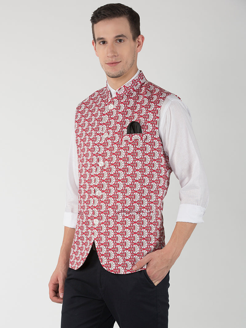 Hangup Men Standard Printed Men's Indian Wear-45APrintedNehru