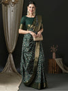 Saree Mall Women's  Blend Dark Green Woven Design Designer Saree With Blouse Piece-46ALEKHA4601