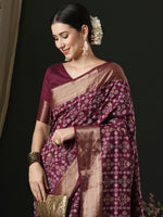 Saree Mall Women's  Blend Magenta Woven Design Designer Saree With Blouse Piece-46ALEKHA4602