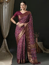 Saree Mall Women's  Blend Magenta Woven Design Designer Saree With Blouse Piece-46ALEKHA4602