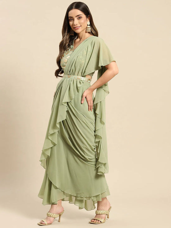 Women Solid Standard Pista Green Jumpsuits & Sets