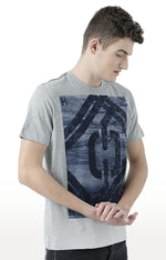 Huetrap Grey Mens Short Sleeve Graphic Printed Tshirt-HT17MKGRAGML00620