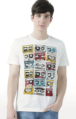 Huetrap White Mens Short Sleeve Graphic Printed Tshirt-HT17MKGRAOFW00671