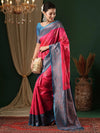 Saree Mall Women's  Blend Pink Woven Design Designer Saree With Blouse Piece-4REEVA4002