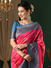 Saree Mall Women's  Blend Pink Woven Design Designer Saree With Blouse Piece-4REEVA4002