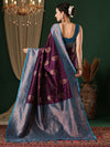 Saree Mall Women's  Blend Purple Woven Design Designer Saree With Blouse Piece-4REEVA4005