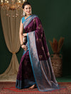 Saree Mall Women's  Blend Purple Woven Design Designer Saree With Blouse Piece-4REEVA4005