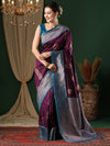 Saree Mall Women's  Blend Purple Woven Design Designer Saree With Blouse Piece-4REEVA4005