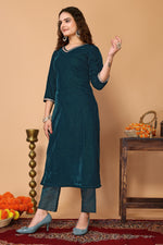 Avanshee Women's Latest Solid Velvet Kurta, Pant With Dupatta-ES-7516