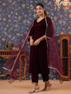 Avanshee Women's Latest Solid Velvet Kurta, Pant With Dupatta Set-ES-7523