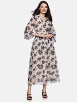 Floral Off-White Blouson Sleeve Maxi Dress-17411