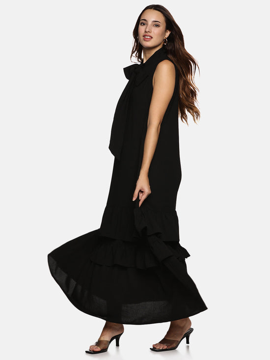 Black Tiered Sleeveless Dress-17429