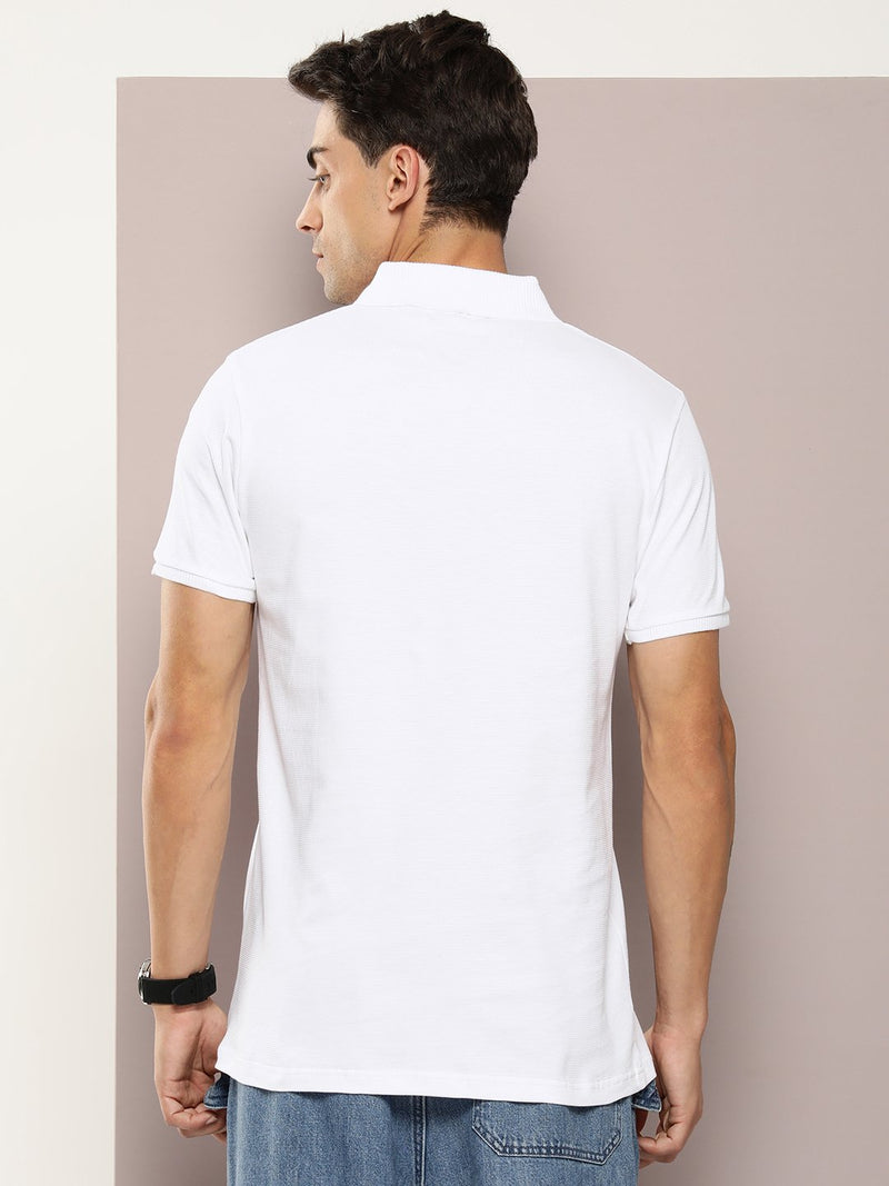Dillinger White Solid Regular Snap Polo T-shirt