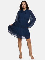 Blue Tie- Knot Smocked Dress-17432