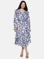 Floral  Blue Wrap Dress-17400