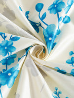 Home Sizzler 2 Pieces Bloom Burst Eyelet Polyester Door Opaque Curtains - 7 Feet, Aqua-HS2PC001719DR