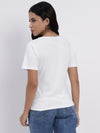 White Regular T-shirt with lace neck accent-SITS0040524