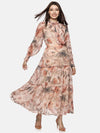 Floral Multicolor  Necktie Dress-17372