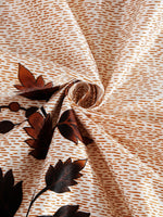 Home Sizzler 2 Pieces Leafy Elegance Panel Eyelet Polyester Door Curtains - 7 Feet, Brown-HS2PC001732DR