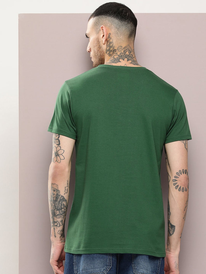 Dillinger Men's Dark Green Plain T-Shirt