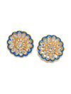 Gold-Plated White & Blue Kundan-Studded & Beaded Meenakari Jewellery Set
