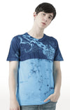 Huetrap Blue Mens Short Sleeve Graphic Printed Tshirt-HT17MKGRATQB00605