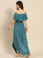 Off Shoulder Flare Yoke And U Hem Maxi Dress-Tp0432Rp40-S