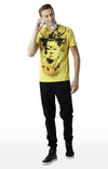 Huetrap Yellow Mens Short Sleeve Graphic Printed Tshirt-HT16MKGRAYLW00279