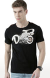 Huetrap Black Mens Short Sleeve Graphic Printed Tshirt-HT17MKGRABLK01105