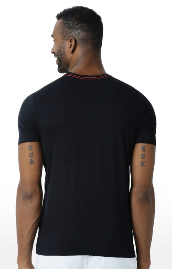 Huetrap Black Mens Short Sleeve Graphic Printed Tshirt-HT13MKGRABLK00265