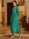 Juniper Women's Teal Festive Embroiderd Flared Dress