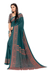 Vimla Women's Turquoise Crepe Silk Uniform Saree with Blouse