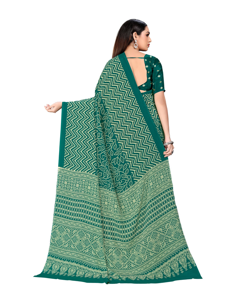 Vimla Women's Green Crepe Silk Uniform Saree with Blouse