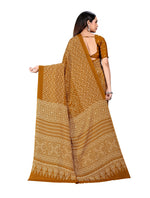 Vimla Women's Musturd Crepe Silk Uniform Saree with Blouse