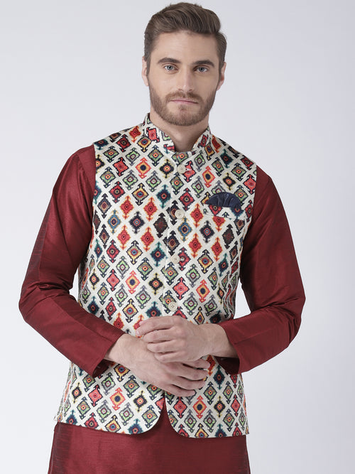 Hangup Men Standard Printed Men's Indian Wear-52APrintedNehru