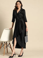 Shirt Dress With Front Drape-Tc0521Jbk-S