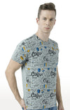 Huetrap Grey Mens Short Sleeve Graphic Printed Tshirt-HT17MKGRAGML00667