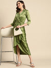 Shirt Dress With Front Drape-Tc0521Jml-S