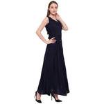 Aawari Rayon Plain Gown For Girls and Women Navy Blue-AM086-Navy Blue