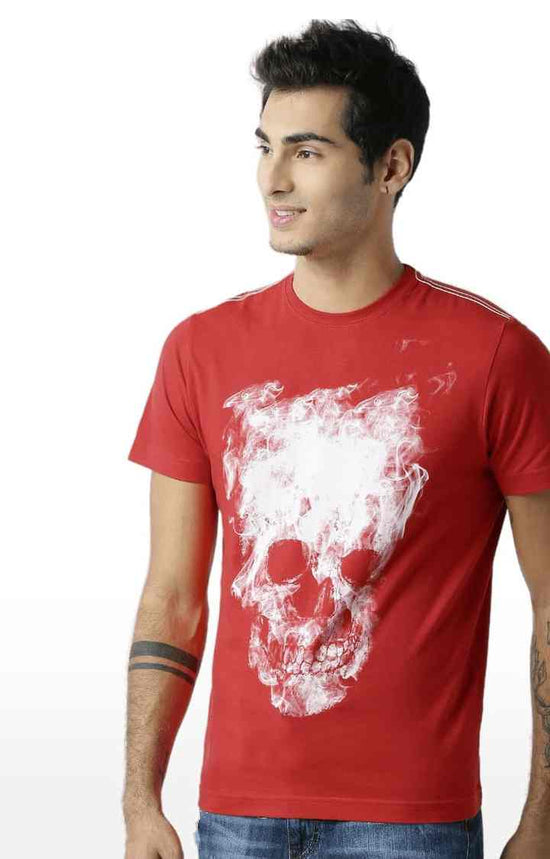 Huetrap Red Mens Short Sleeve Graphic Printed Tshirt-HT15MKGRARED00104