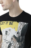 Huetrap Black Mens Short Sleeve Graphic Printed Tshirt-HT17MKGRABLK00652