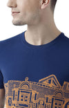 Huetrap Blue Mens Short Sleeve Graphic Printed Tshirt-HT17MKGRALNY00679