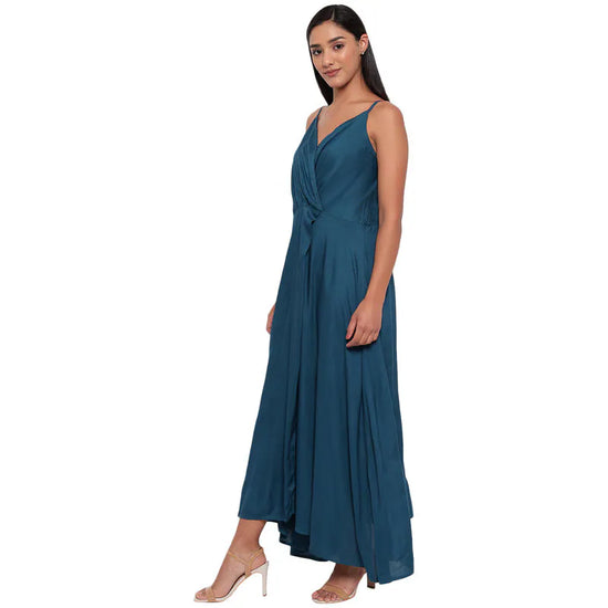 Aawari Rayon Front Open Gown For Girls and Women Teal-AM097-Teal