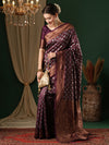 Saree Mall Women's  Blend Purple Woven Design Designer Saree With Blouse Piece-5REEVA5001