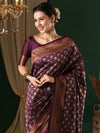 Saree Mall Women's  Blend Purple Woven Design Designer Saree With Blouse Piece-5REEVA5001