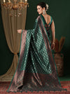 Saree Mall Women's  Blend Teal Green Woven Design Designer Saree With Blouse Piece-5REEVA5003