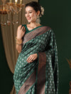 Saree Mall Women's  Blend Teal Green Woven Design Designer Saree With Blouse Piece-5REEVA5003