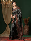 Saree Mall Women's  Blend Green Woven Design Designer Saree With Blouse Piece-5REEVA5004