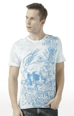 Huetrap White Mens Short Sleeve Graphic Printed Tshirt-HT17MKGRAOFW01079